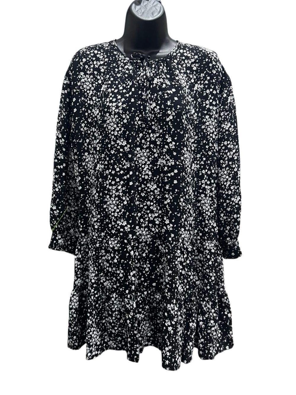 Zara Babydoll Floral Mini Dress Black White Size Small